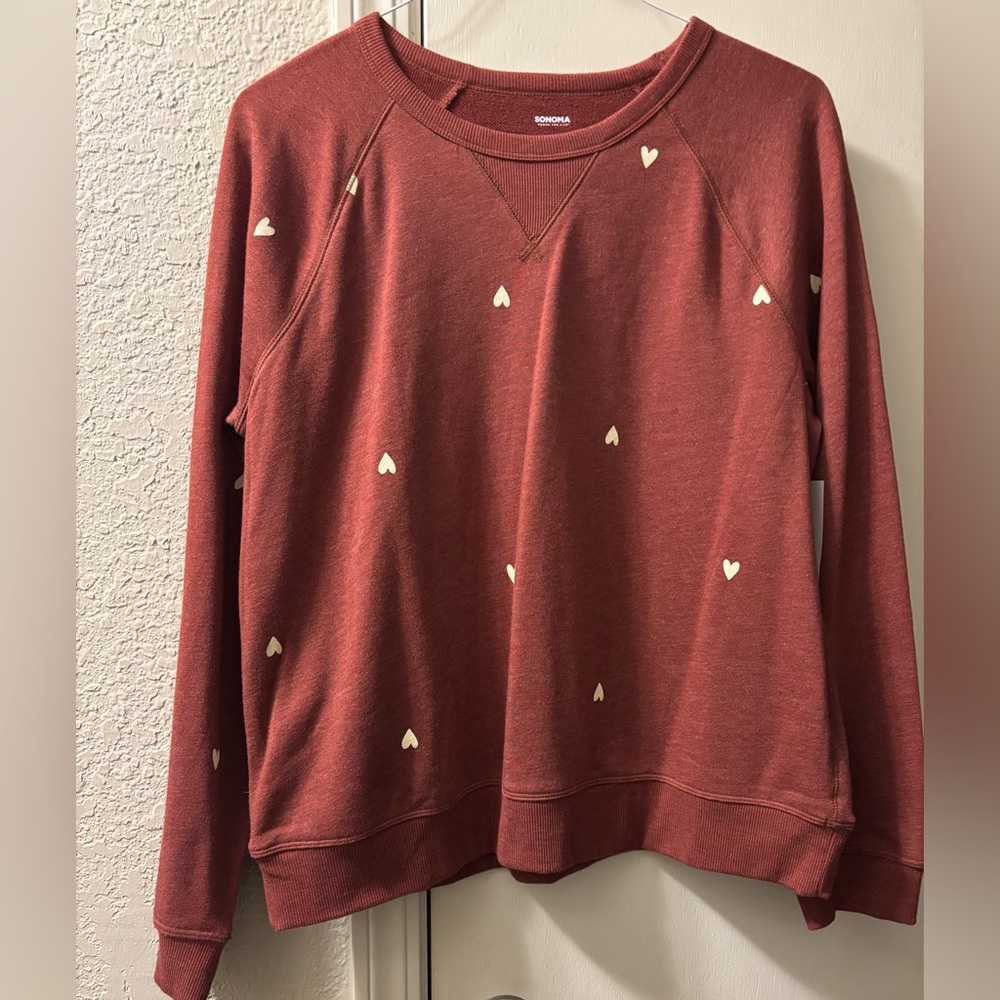 Sonoma Red Everyday Sweatshirt with Heart Detail